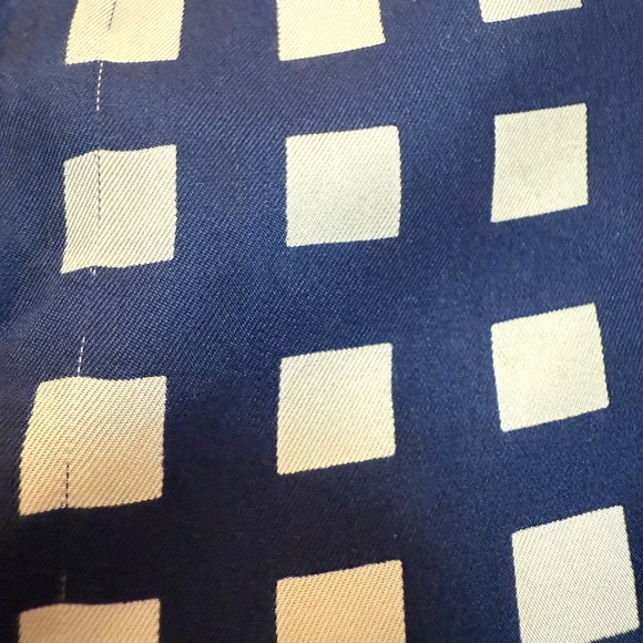 Vintage Echo Red, White & Blue Geometric Scarf – Hand Rolled Edges - Picture 8 of 8